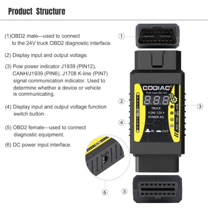 ⁦Godiag GT106 24V à 12V⁩ - الصورة ⁦5⁩