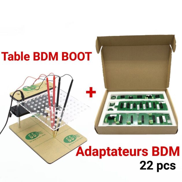 Table BDM/BOOT LED avec  4 stylos à sonde + 22 adaptateurs BDM